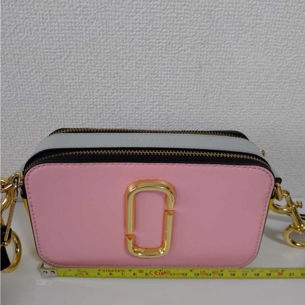 Marc Jacobs Pink and White Crossbody Bag with Gold Hardware